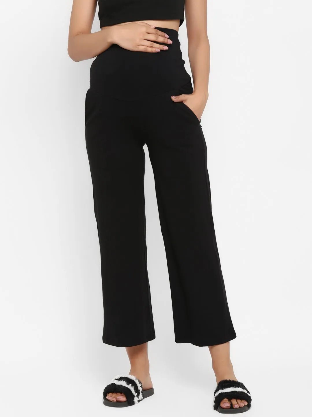 Maternity Wide-leg Pants- Winter (French Terry Lined)