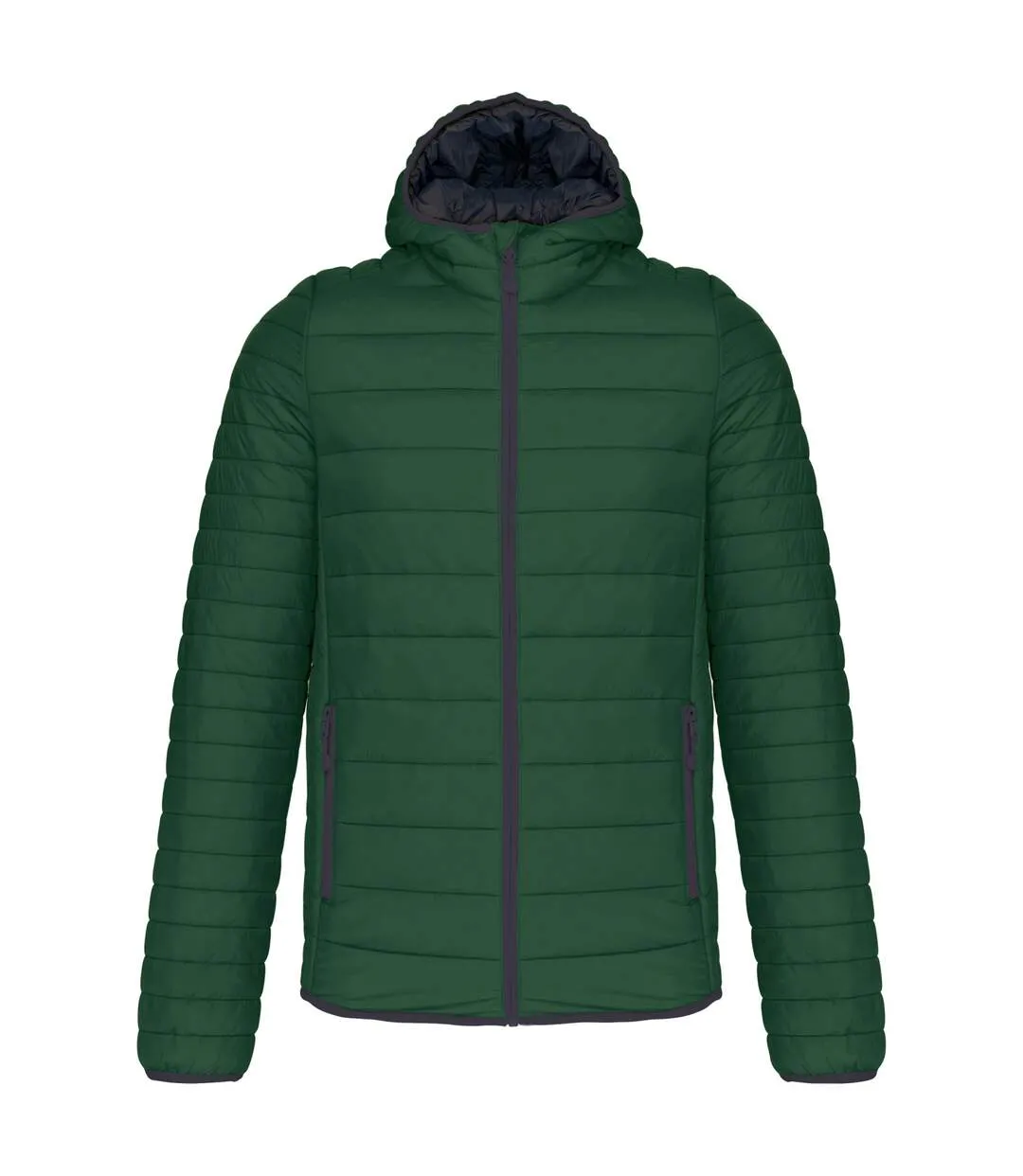 Mens lightweight hooded padded jacket forest green Kariban