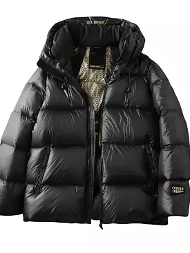 Mens Real Goose down jacket  90% goose down Mens warm hooded short down coat