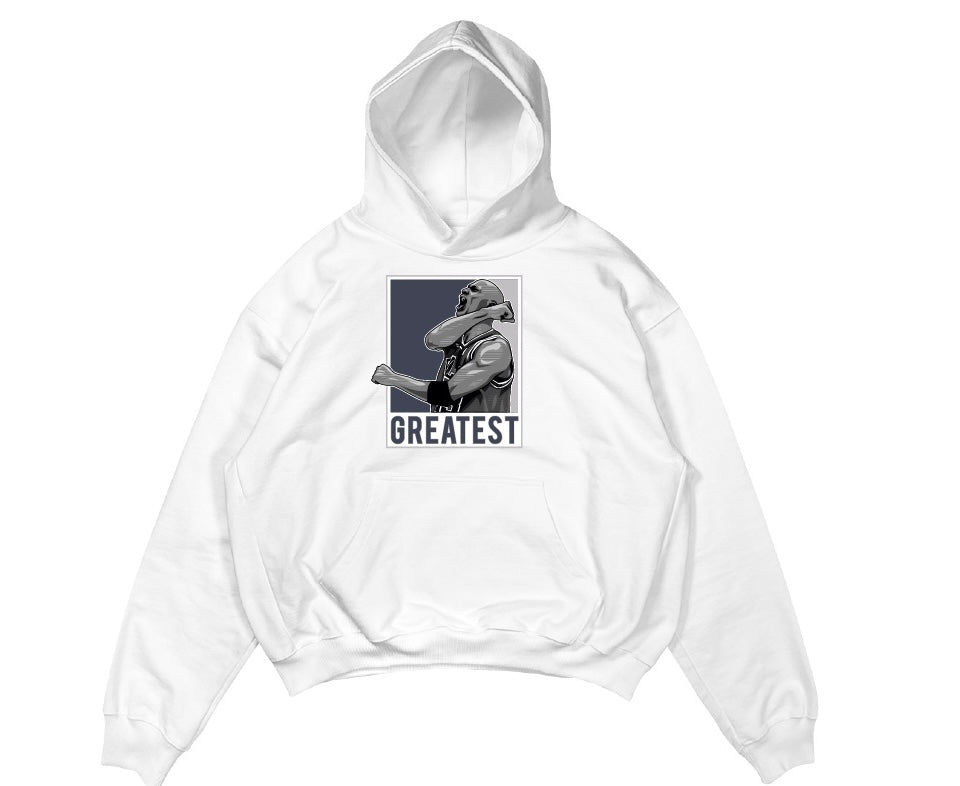 Mj Greatest Cool Grey 11's Tee White Hoodie