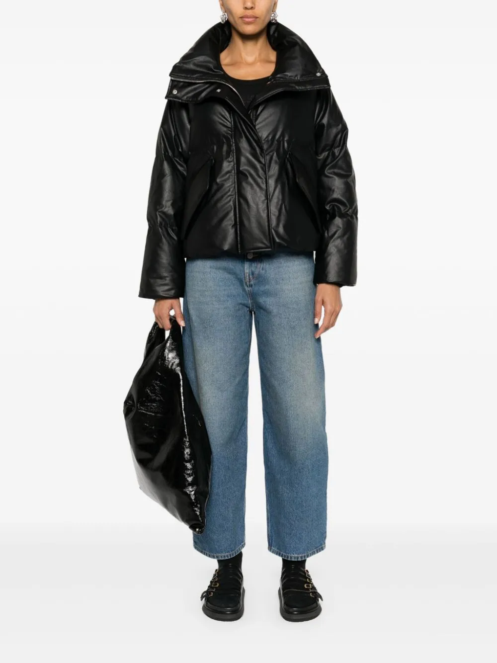 NYLON HIGH-NECK DOWN JACKET