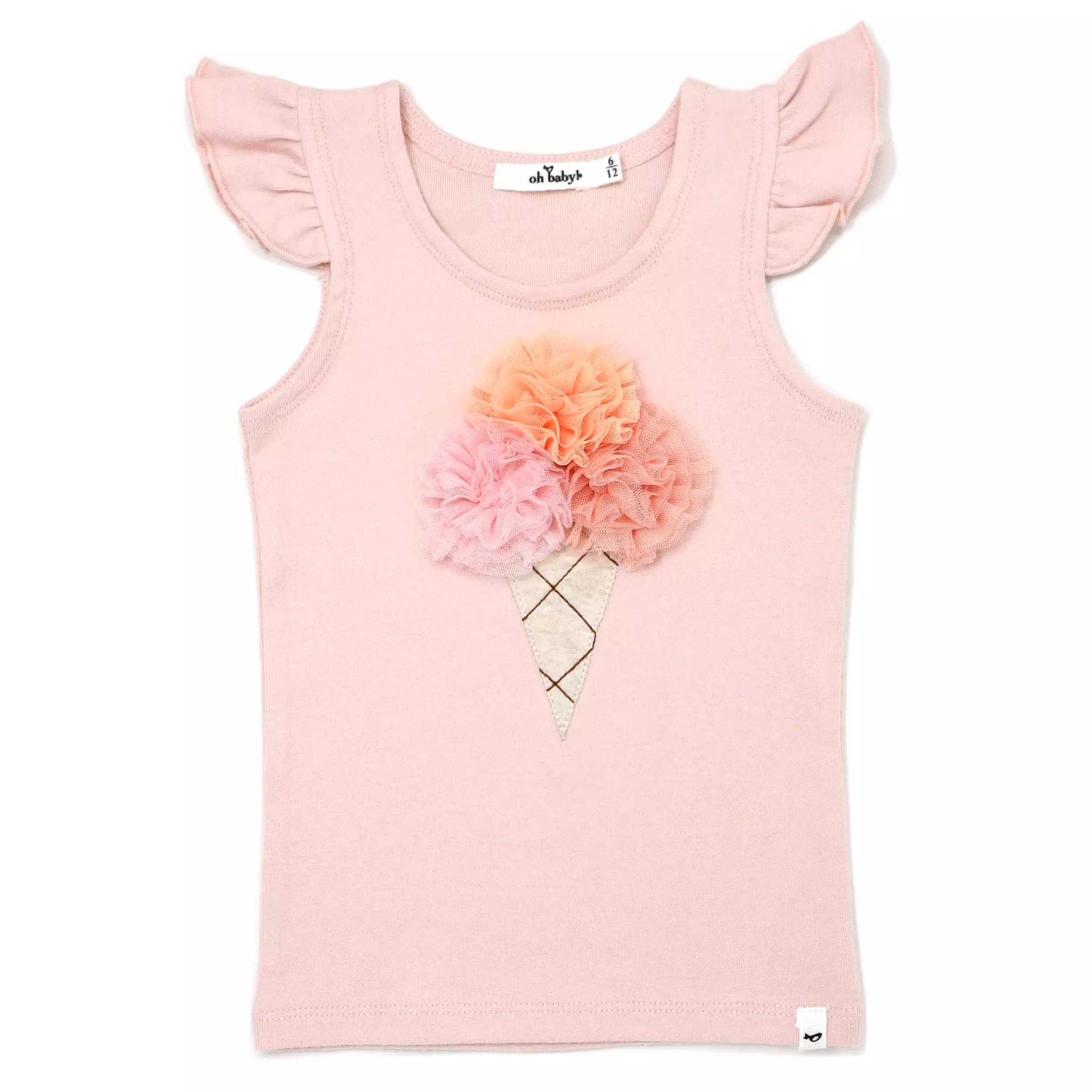 oh baby! Cotton Flutter Tank - Tulle Pastel Ice Cream - Pale Pink