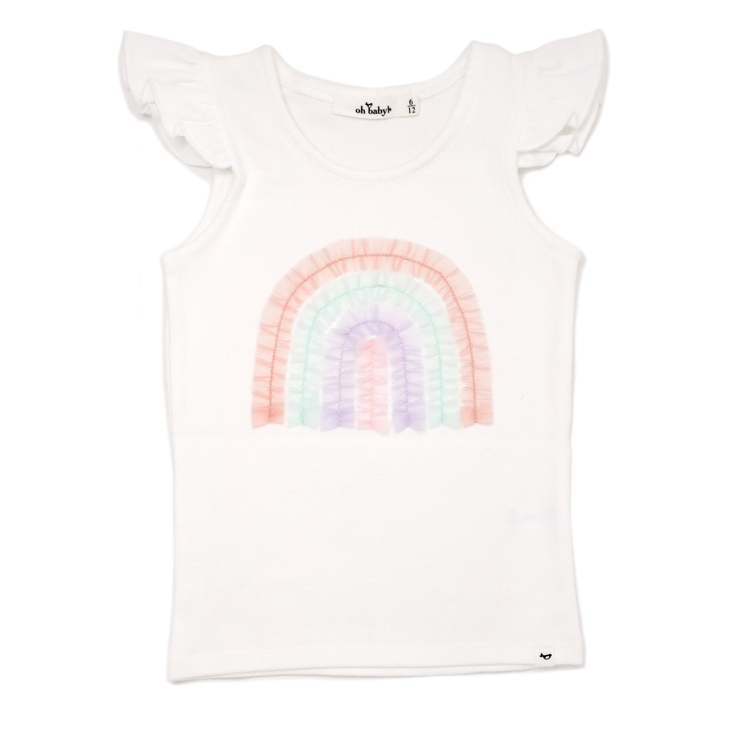 oh baby! Cotton Flutter Tank - Tulle Pastel Rainbow - Cream