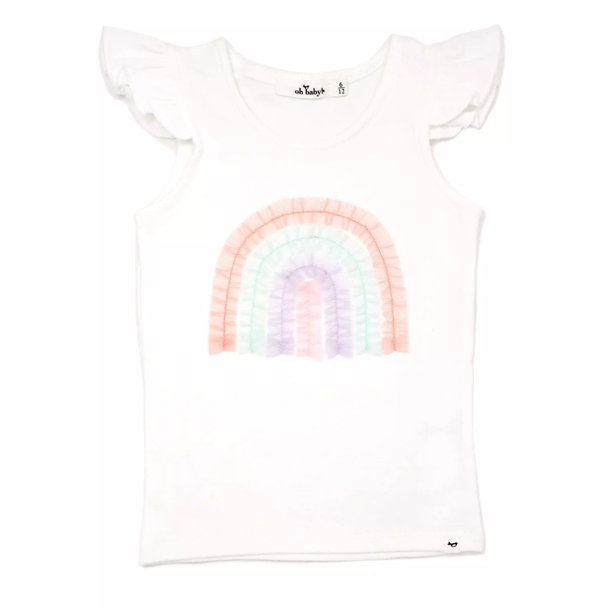 oh baby! Cotton Flutter Tank - Tulle Pastel Rainbow - Cream