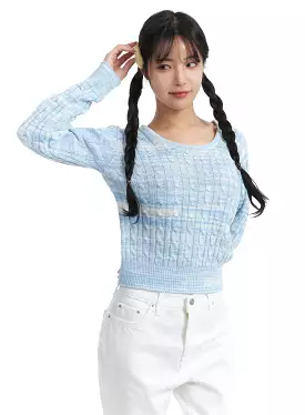 Ombre Cable Knit Round Neck Sweater OJ425