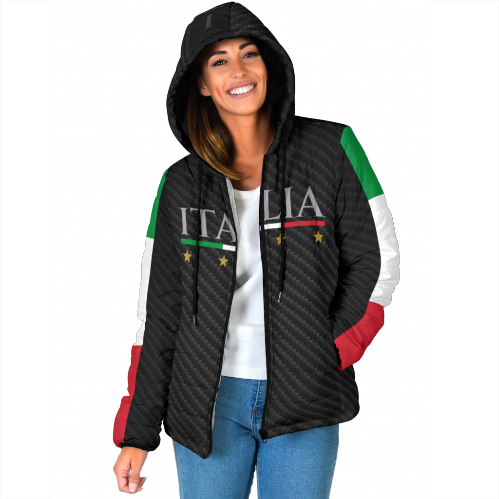 Padded Hooded Jacket Italy - carbon effect