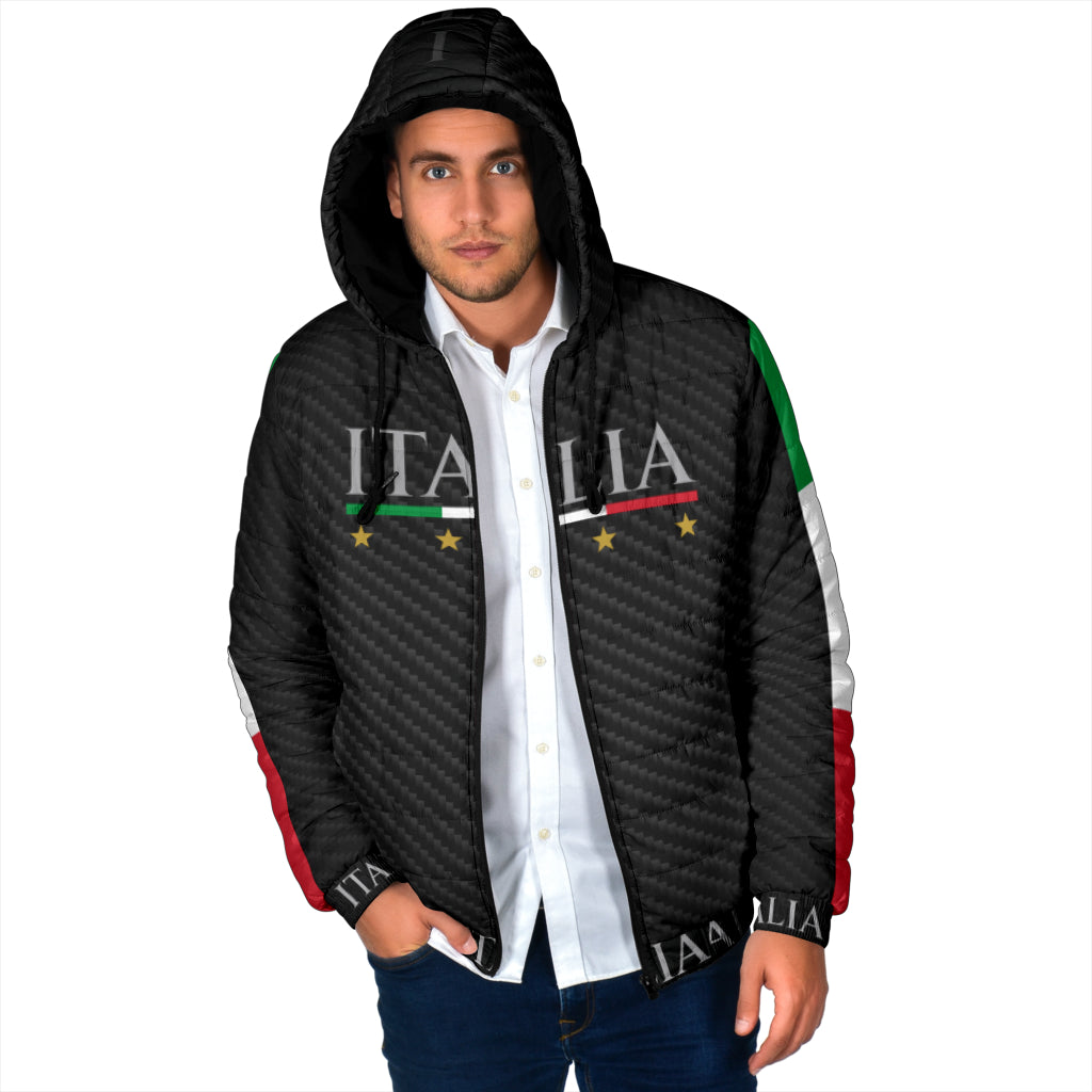 Padded Hooded Jacket Italy - carbon effect