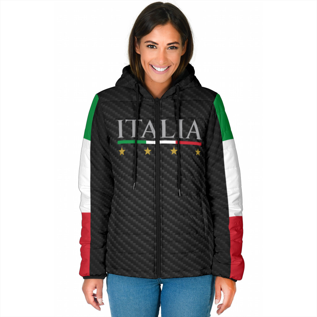 Padded Hooded Jacket Italy - carbon effect