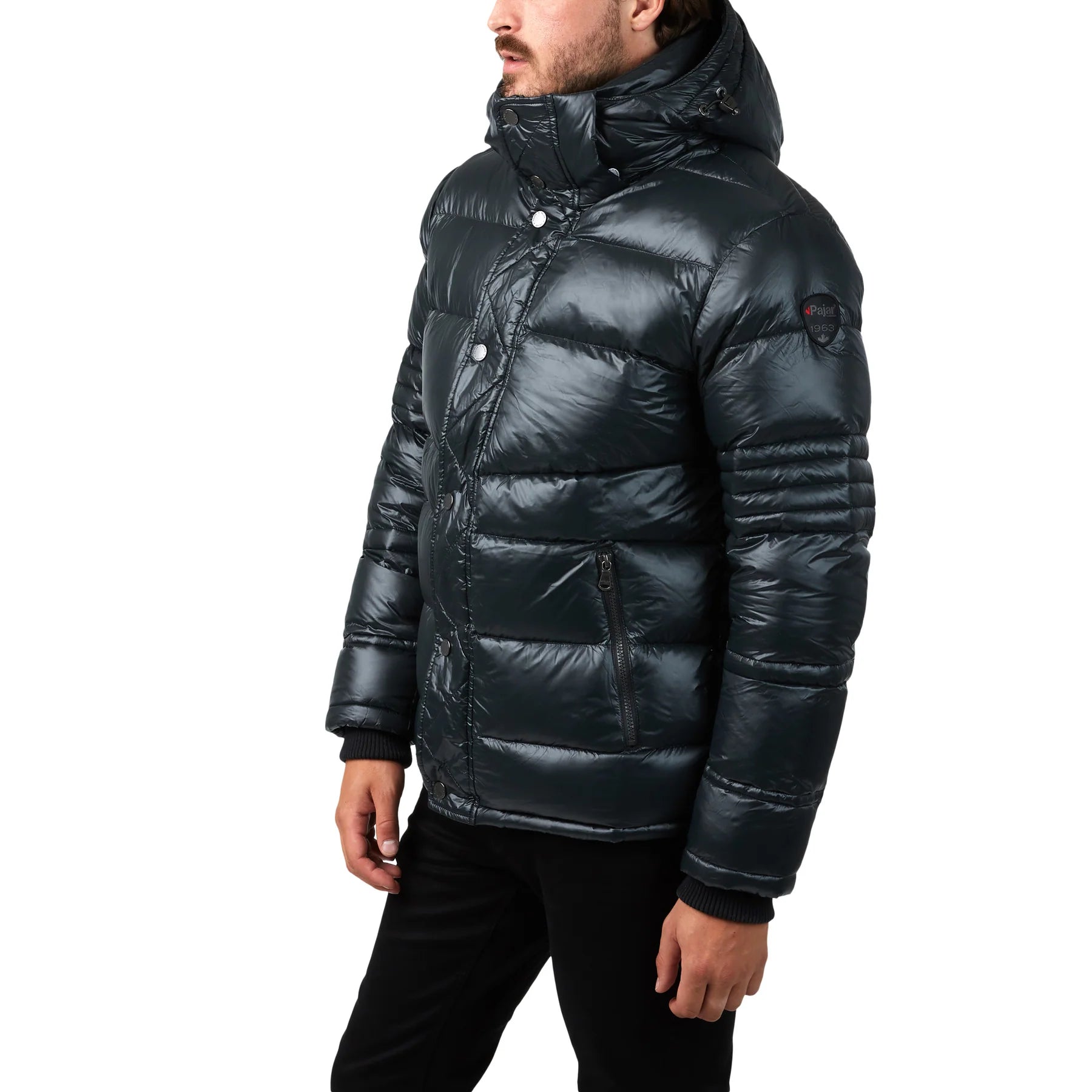 Pajar Mens Dorchester Puffer Jacket with Det Hood and Bib - BLACK