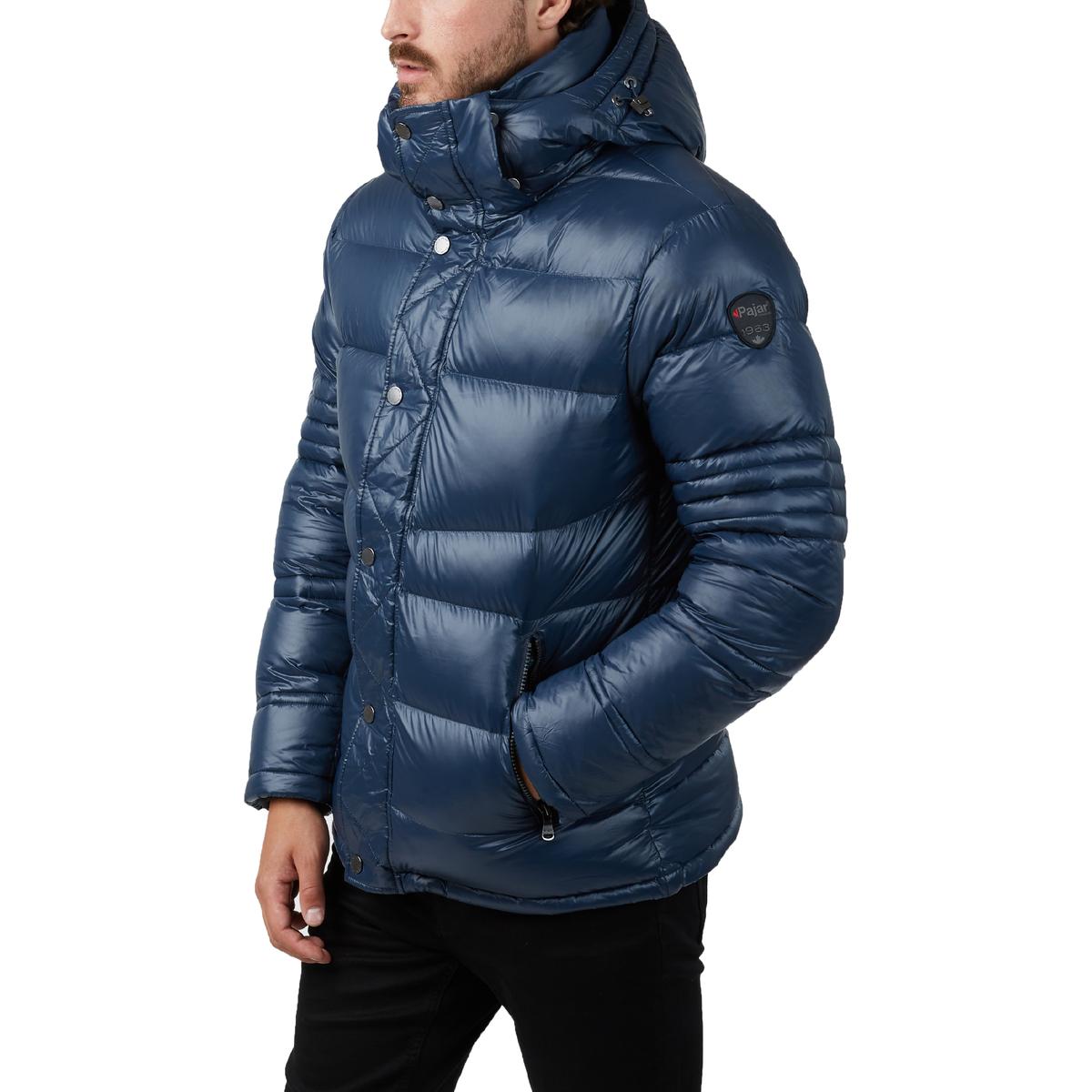 Pajar Mens Dorchester Puffer Jacket with Det Hood and Bib - NAVY