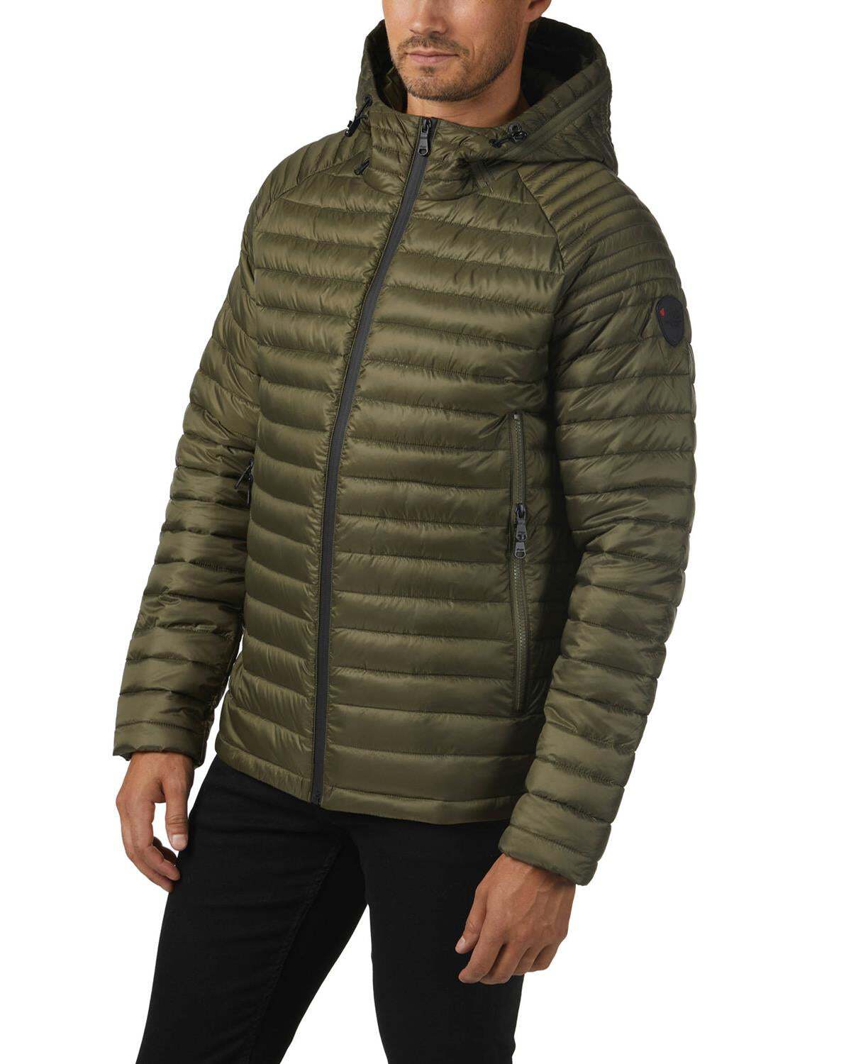 Pajar Mens Walcott Puffer Jacket Lightweight Packable Hooded - MILITARY