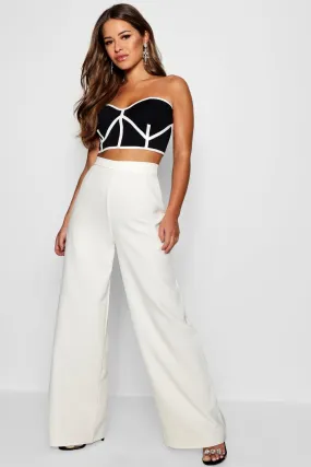 Petite High Waisted Woven Wide Leg Pants