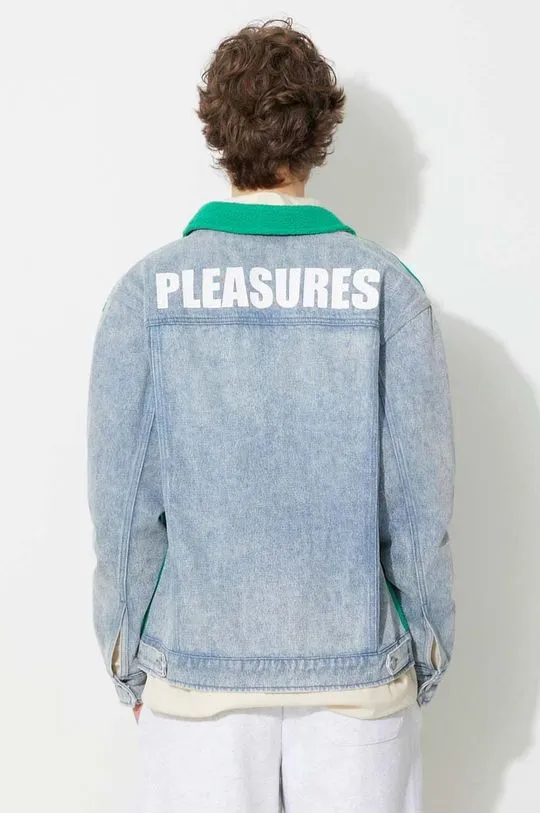 PLEASURES jacket Fried Trucker Jacket men's green color