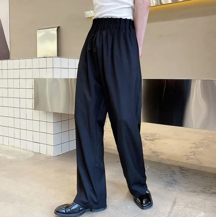 Pleated Waist Band Wide Leg Pants