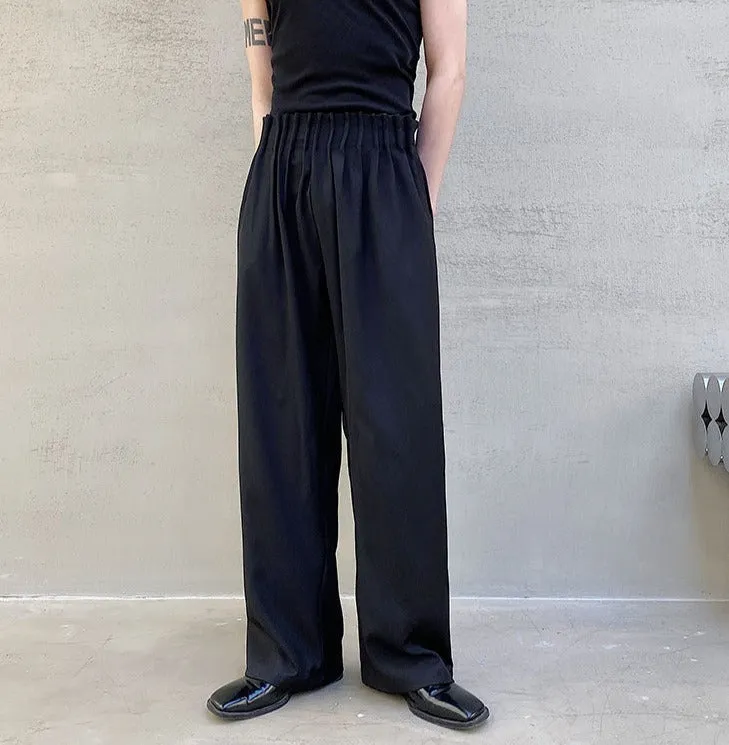 Pleated Waist Band Wide Leg Pants