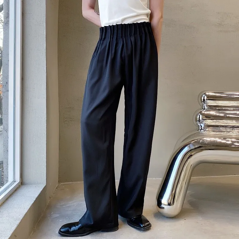 Pleated Waist Band Wide Leg Pants