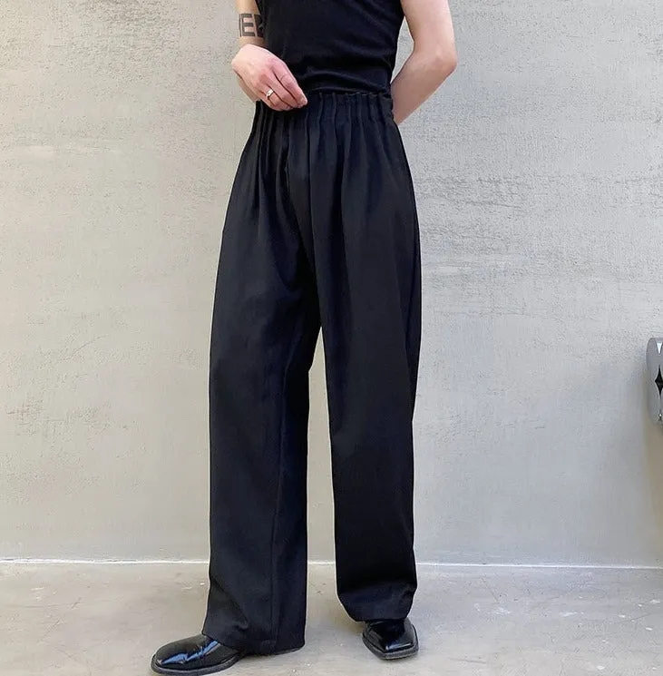 Pleated Waist Band Wide Leg Pants