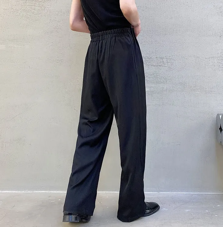 Pleated Waist Band Wide Leg Pants