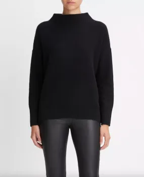 Plush Cashmere Funnel Neck Sweater - Black