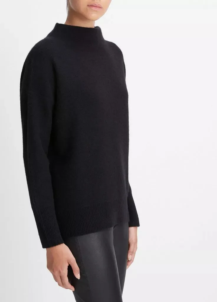 Plush Cashmere Funnel Neck Sweater - Black