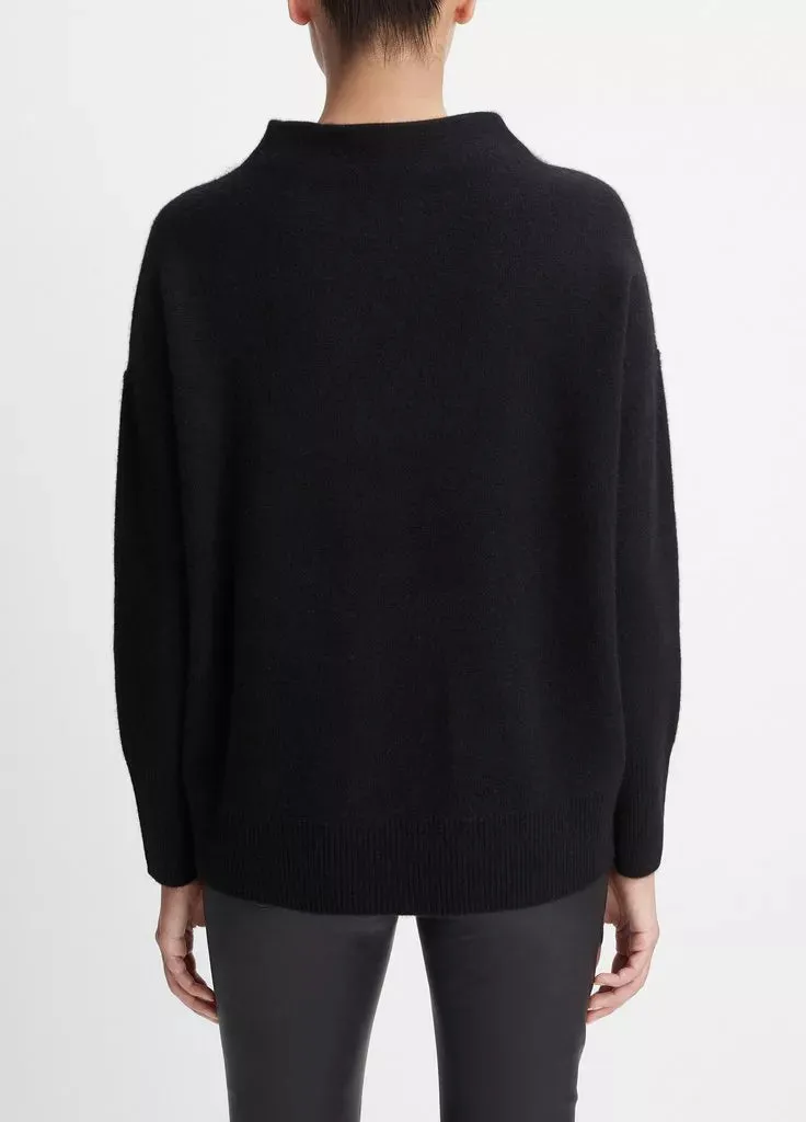 Plush Cashmere Funnel Neck Sweater - Black