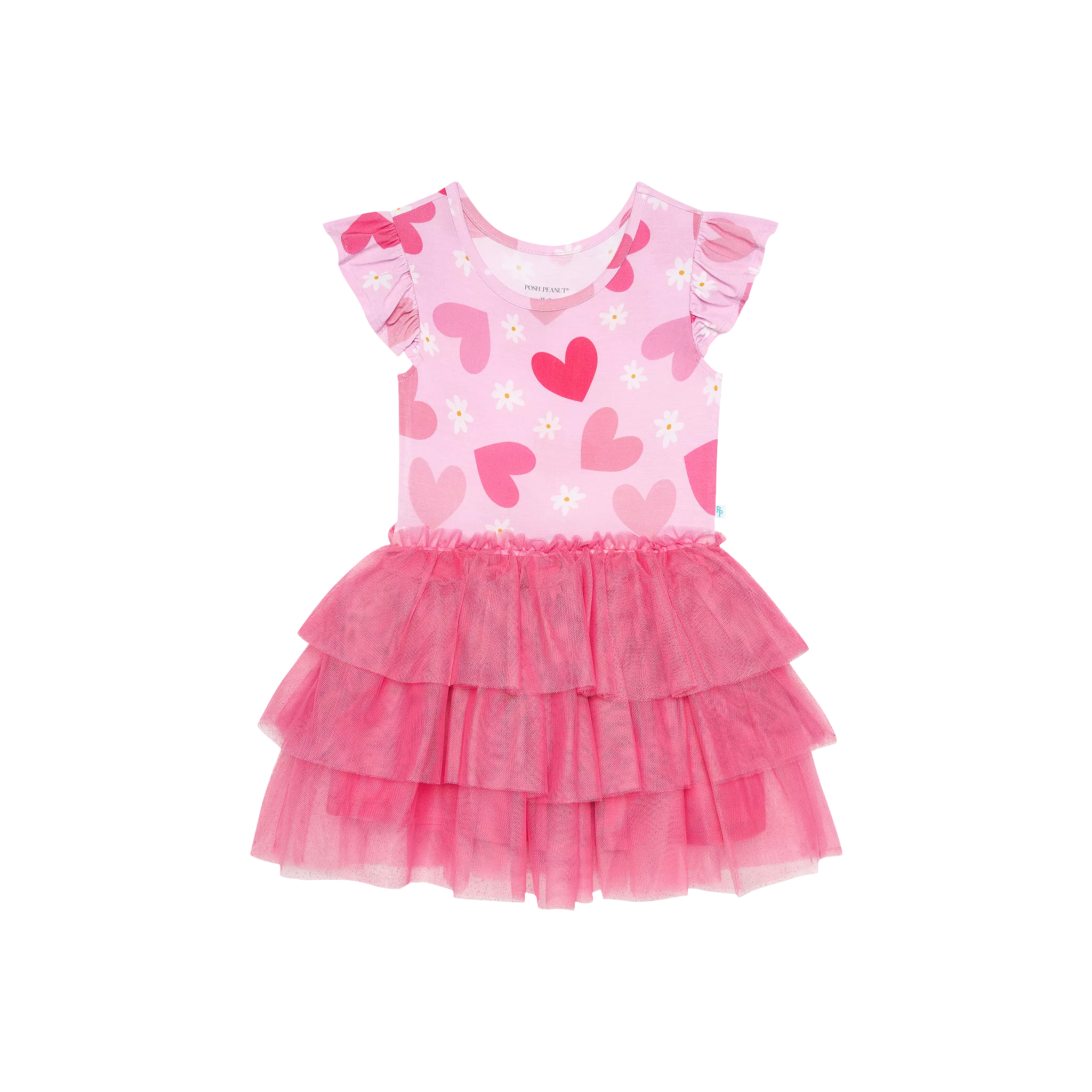 Posh Peanut Daisy Love Ruffled Cap Sleeve Tulle Dress