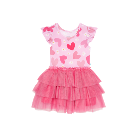 Posh Peanut Daisy Love Ruffled Cap Sleeve Tulle Dress