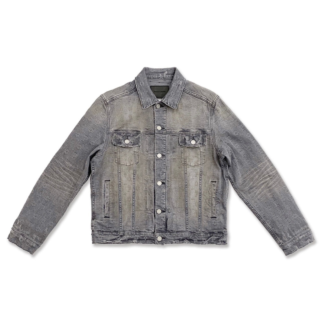 Purple Brand Washed Grey Jacquard Trucker Jacket