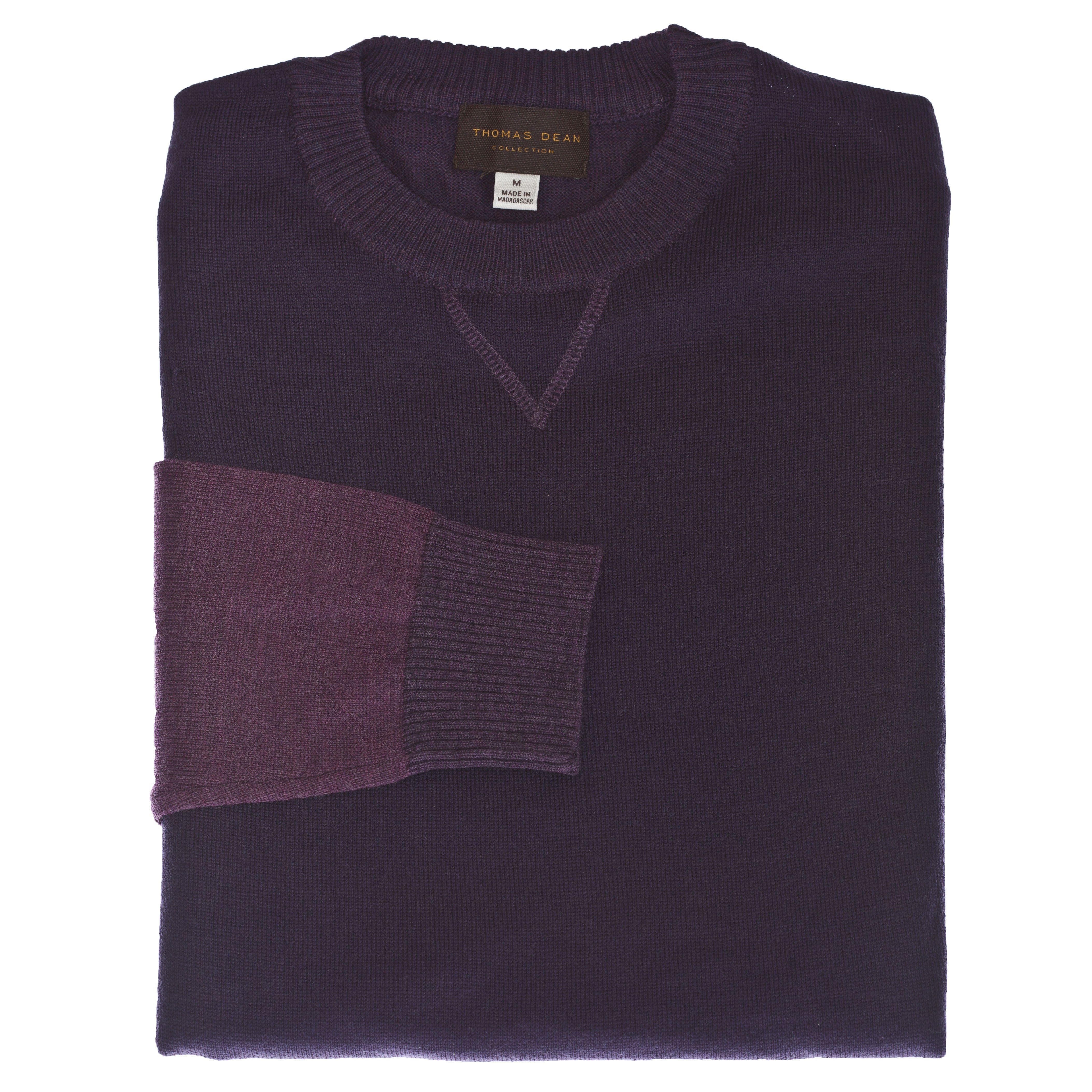 Purple Crew Neck Color Block Sweater