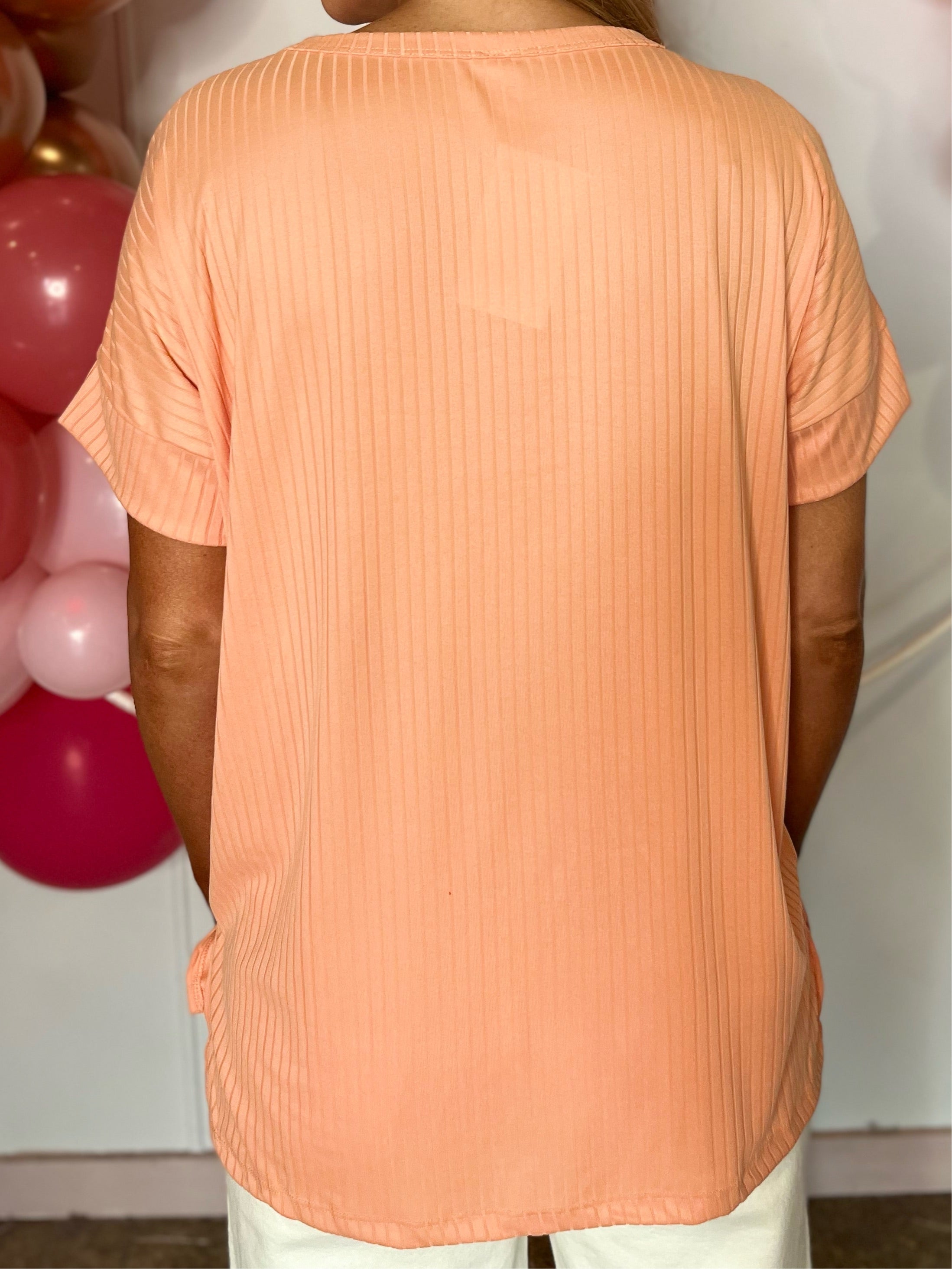 RIB KNIT DOLMAN TOP - BURNT CORAL