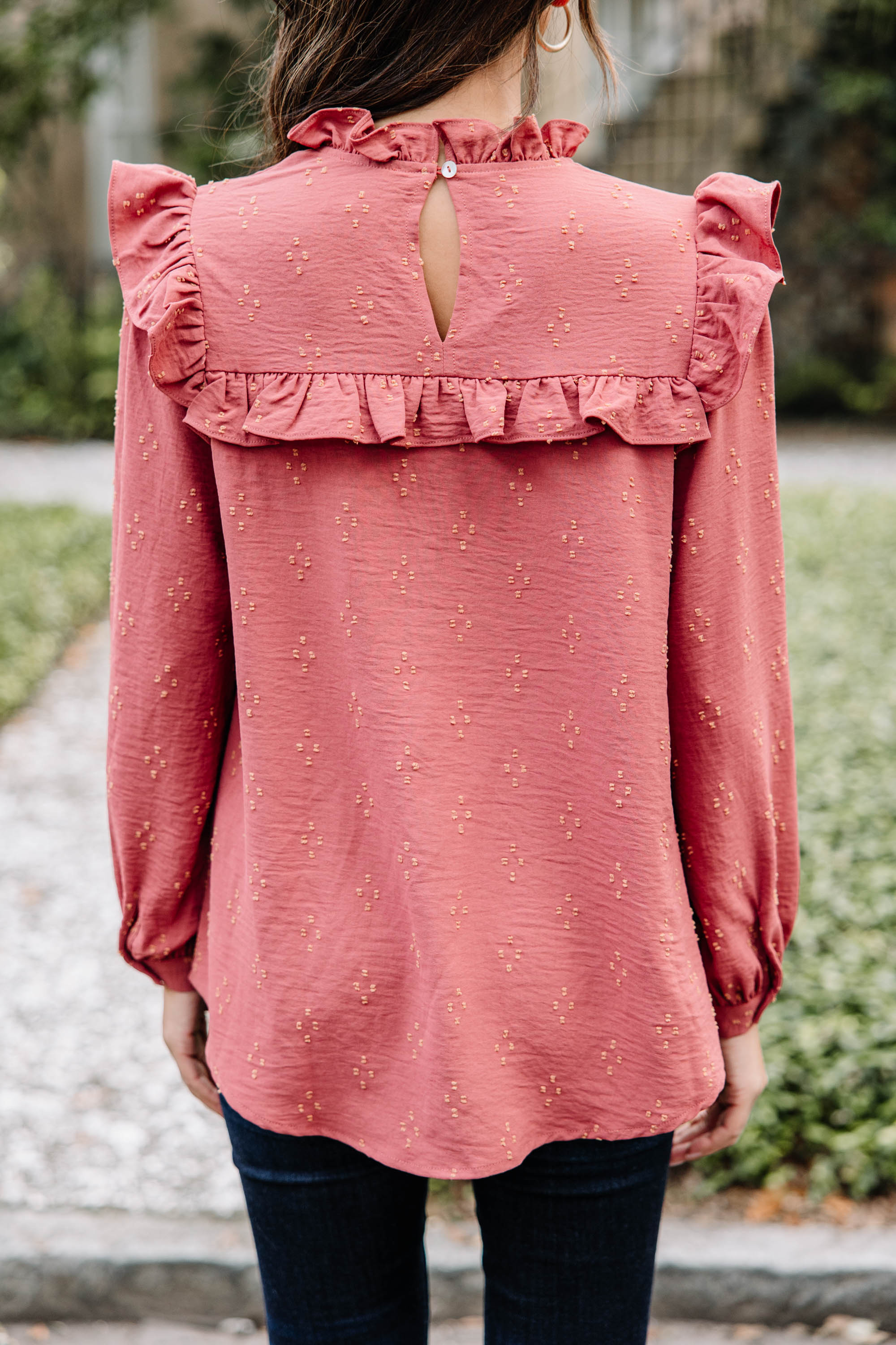 Romantic History Mauve Pink Ruffled Blouse