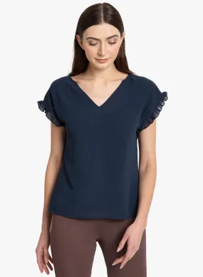 Ruffle Sleeve V Neck Top