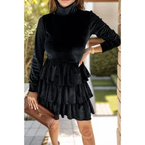 Ruffled Layered Long Sleeve Mini Dress