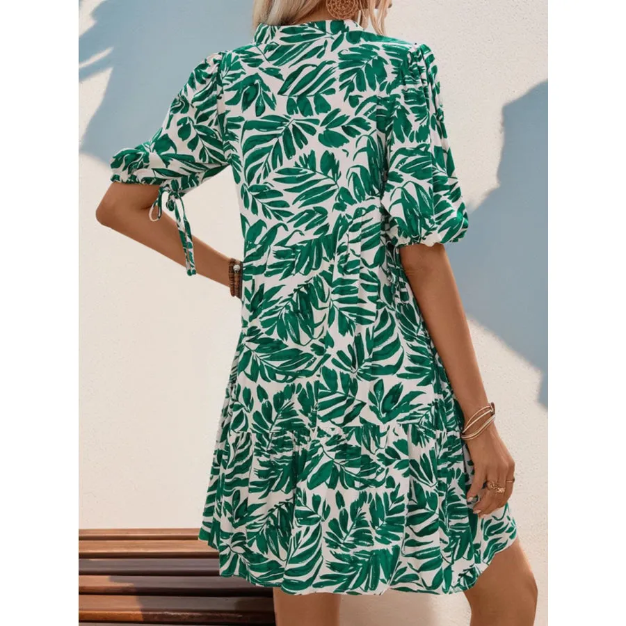 Ruffled Printed Half Sleeve Mini Dress