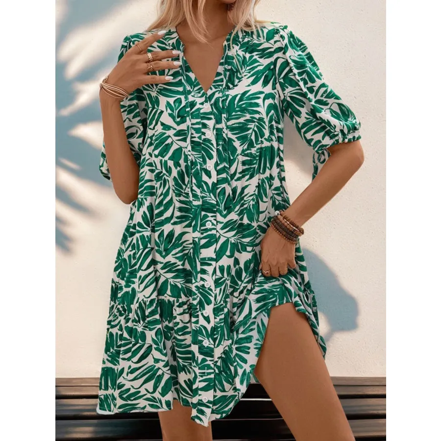 Ruffled Printed Half Sleeve Mini Dress