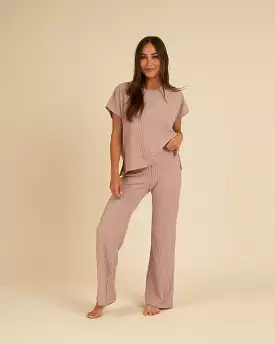 Rylee & Cru - Women's Heathered Mauve Cozy Rib Knit Set