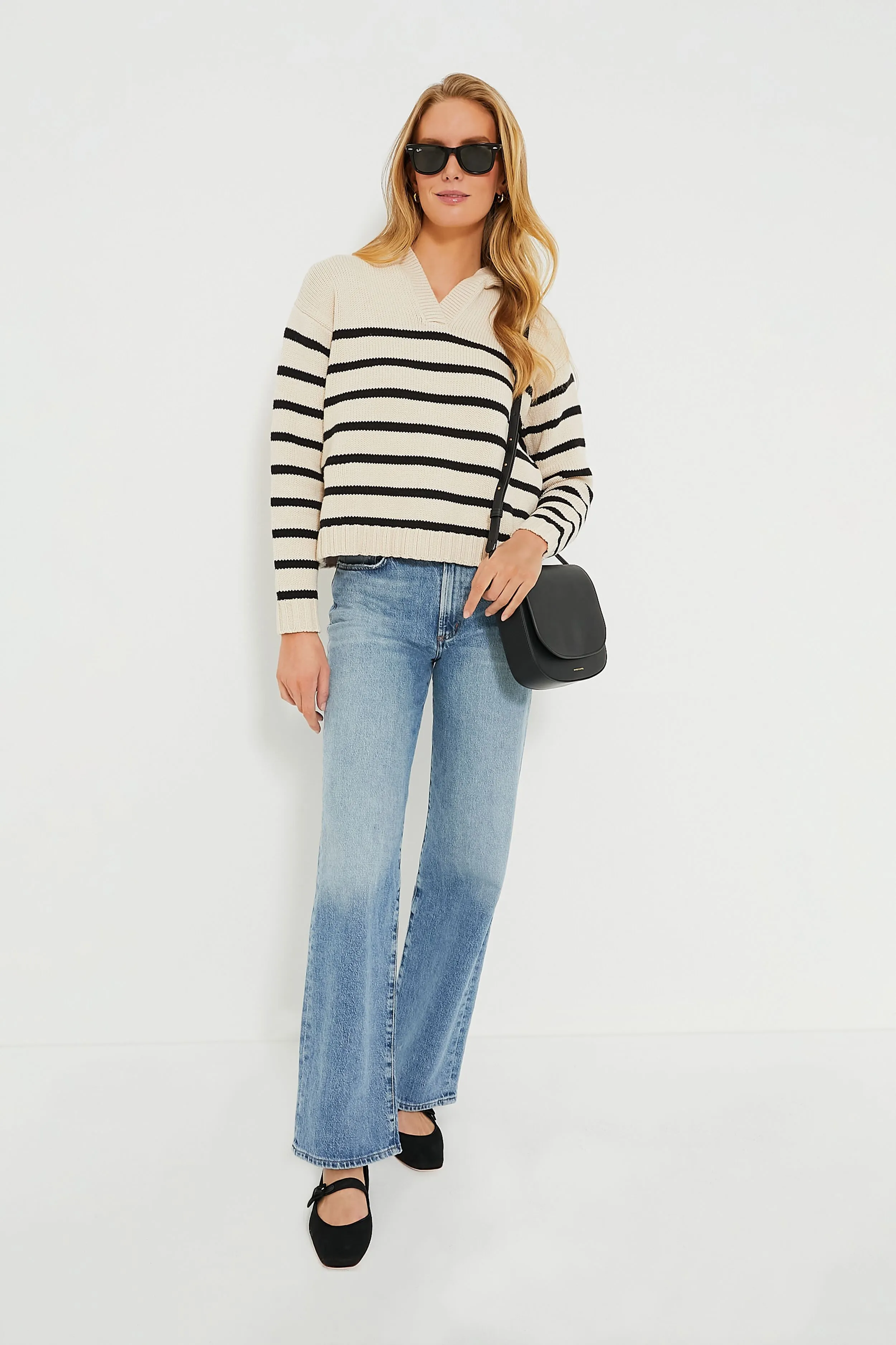 Sandstone and Black Striped Bretagne Sweater