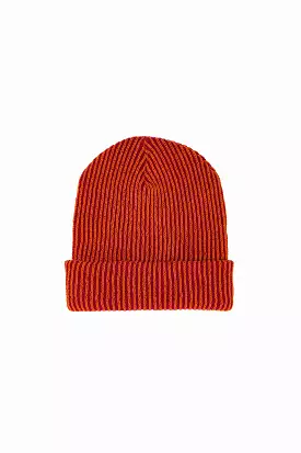 Simple Rib Knit Beanie | Red Flame