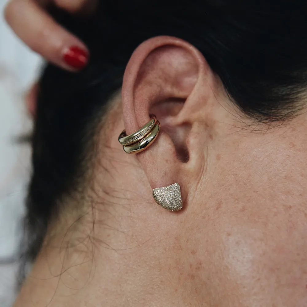 Small Apse Earrings with White Pavé Diamonds