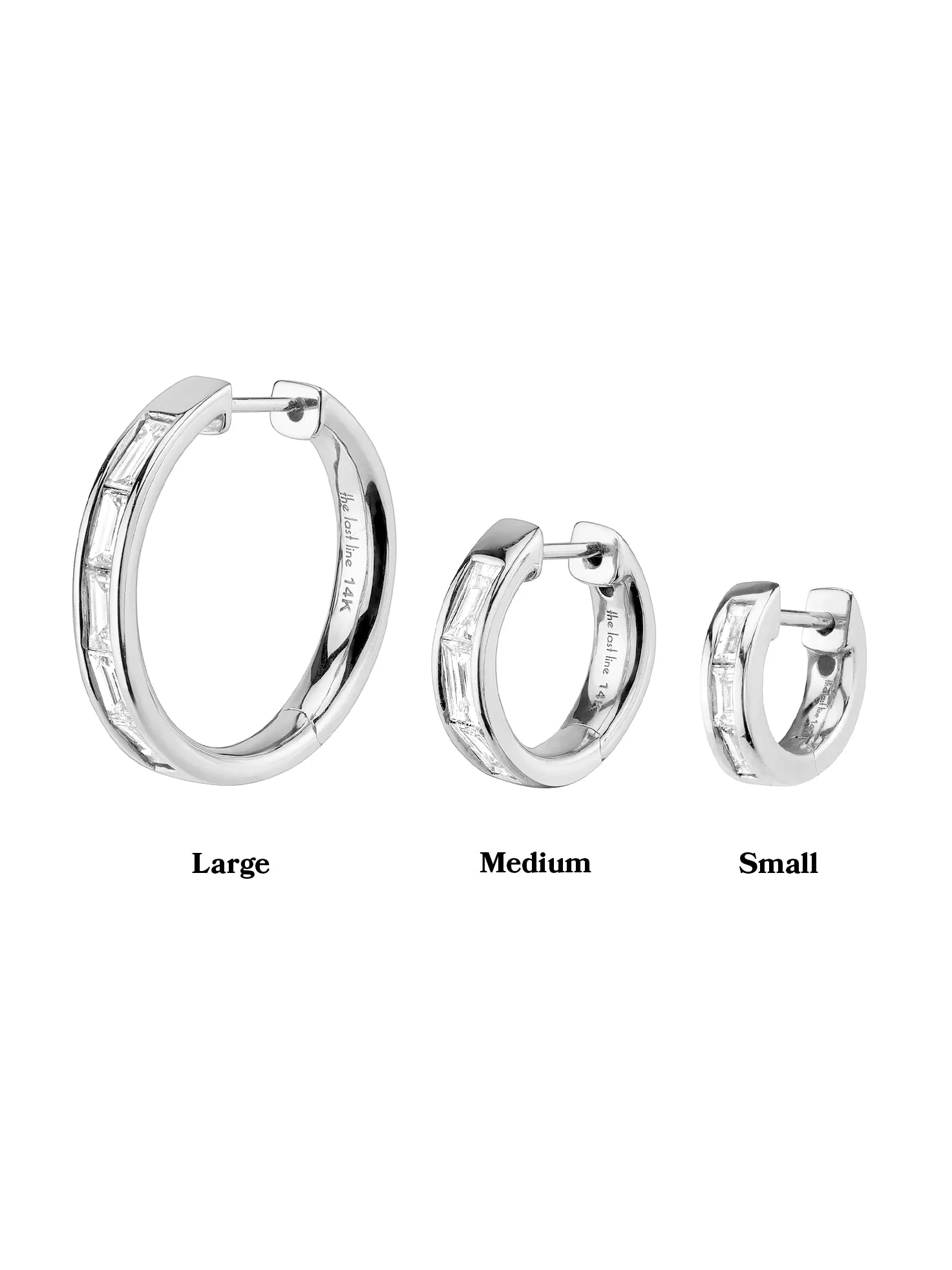 Small Baguette Hoop - White Diamond / 14k White Gold