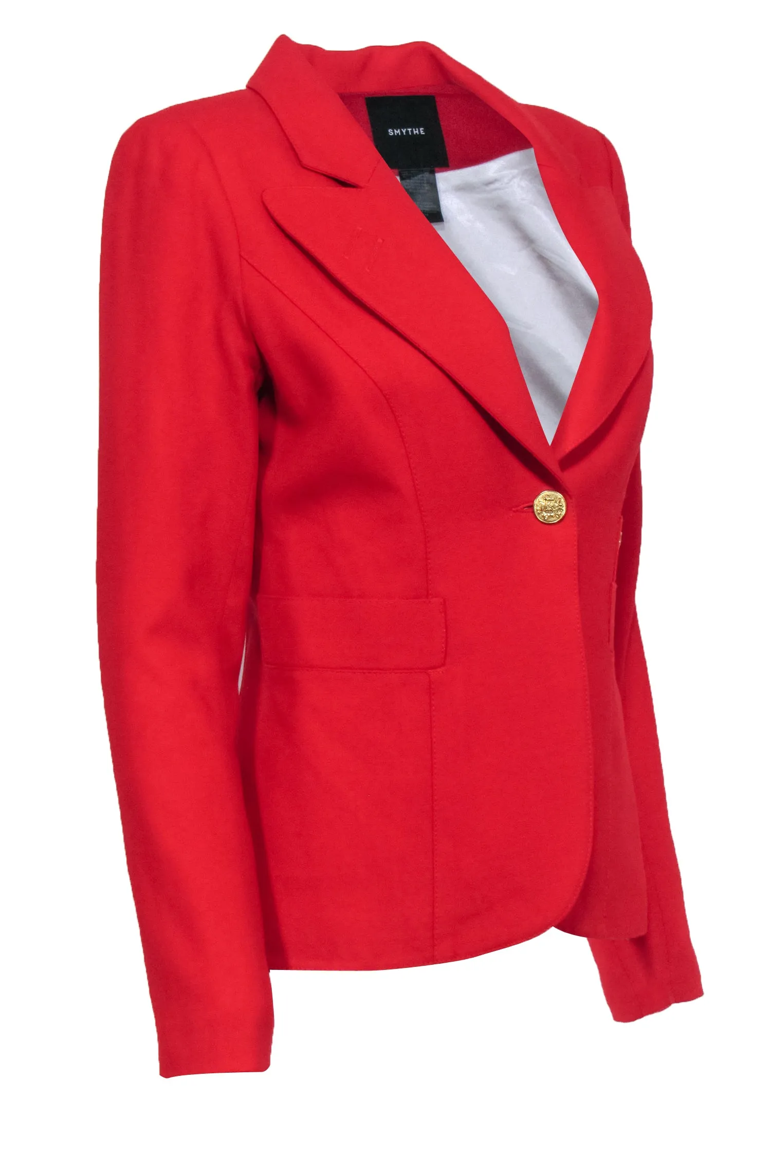 Smythe - Red Wool Duchess Blazer w/ Asymmetrical Back Hem Sz 8