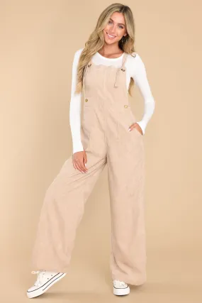 Stay Kind Beige Corduroy Overalls