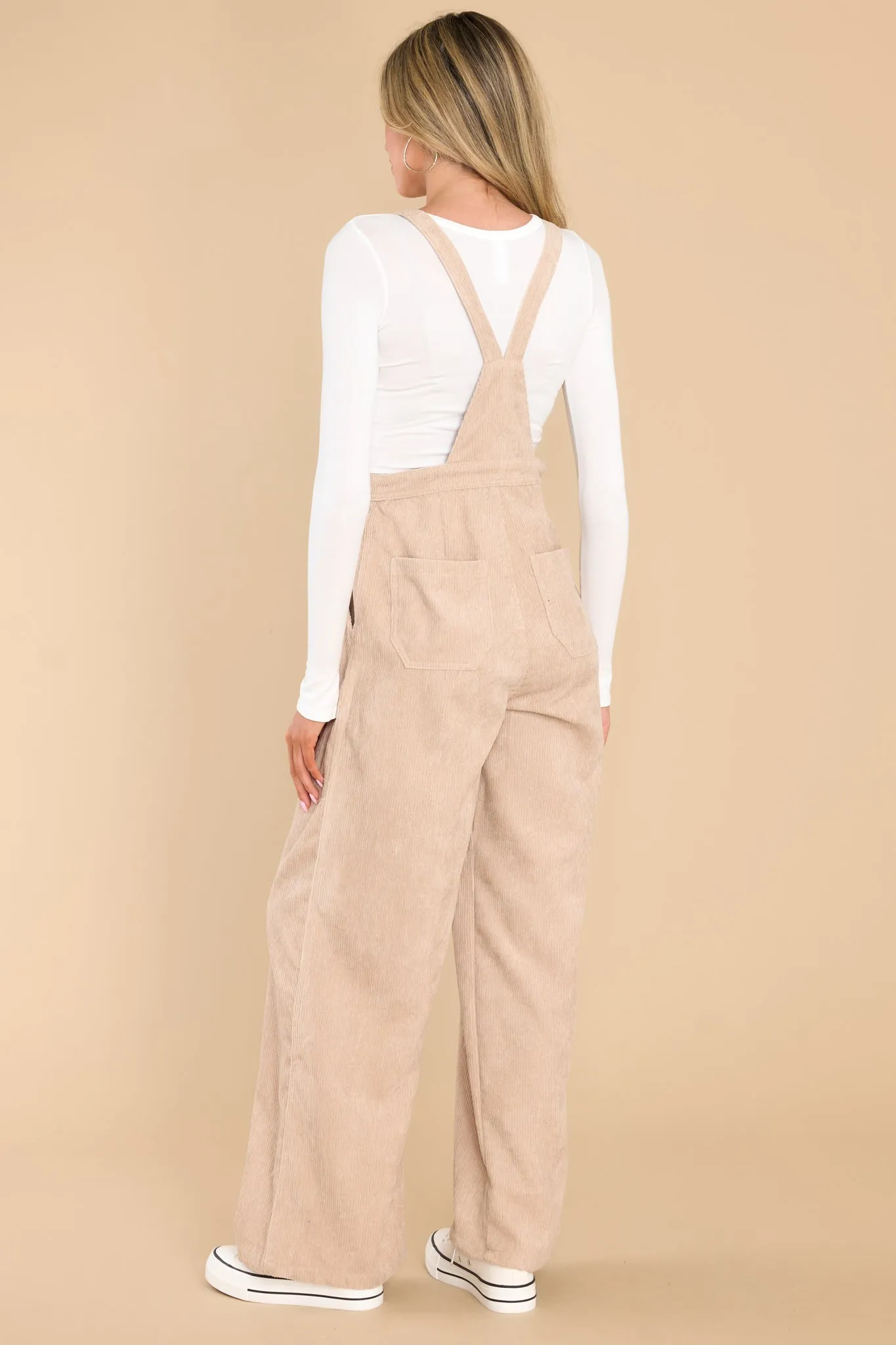 Stay Kind Beige Corduroy Overalls