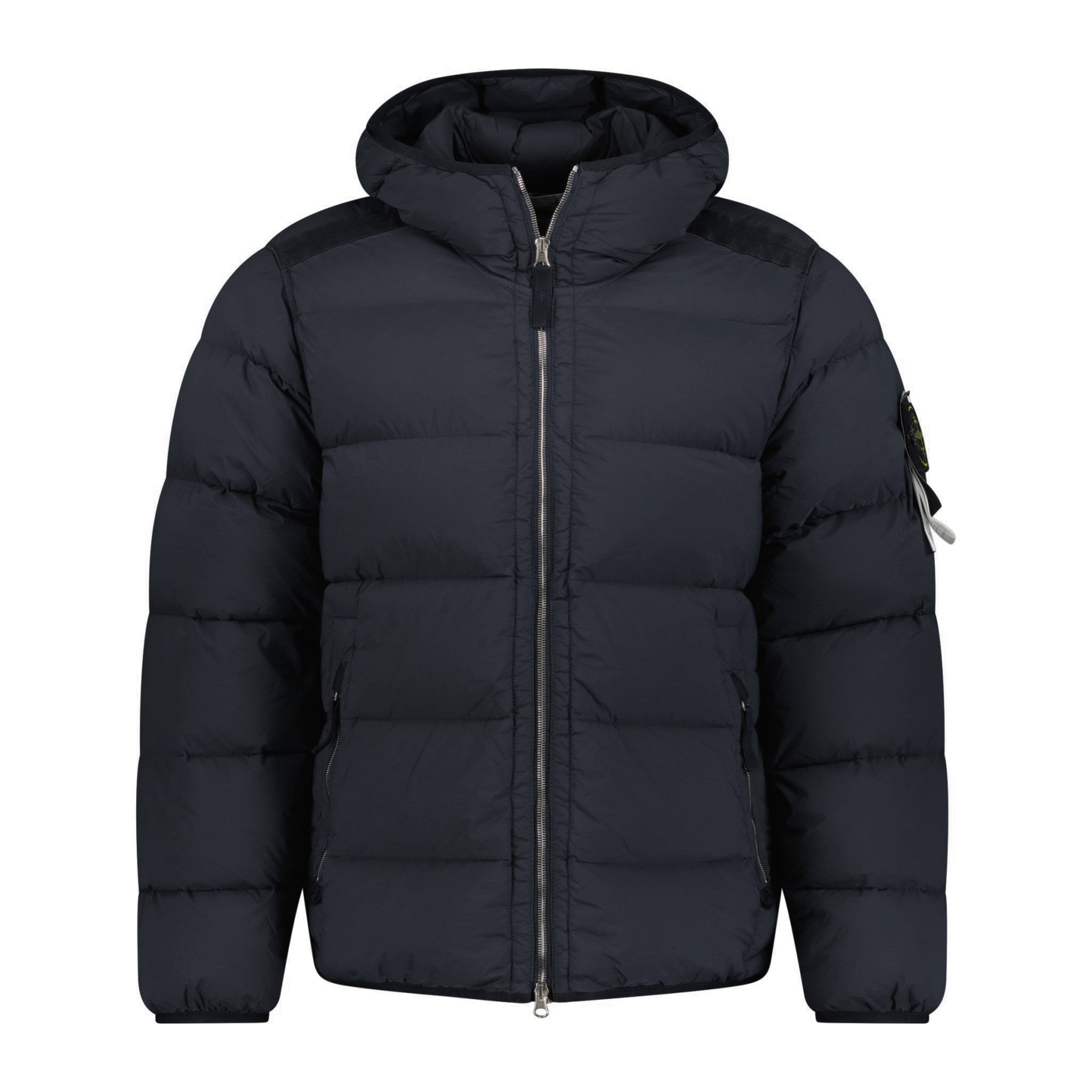 Stone Island Hooded Puffer Jacket In Seamless Tunnel Nylon Black