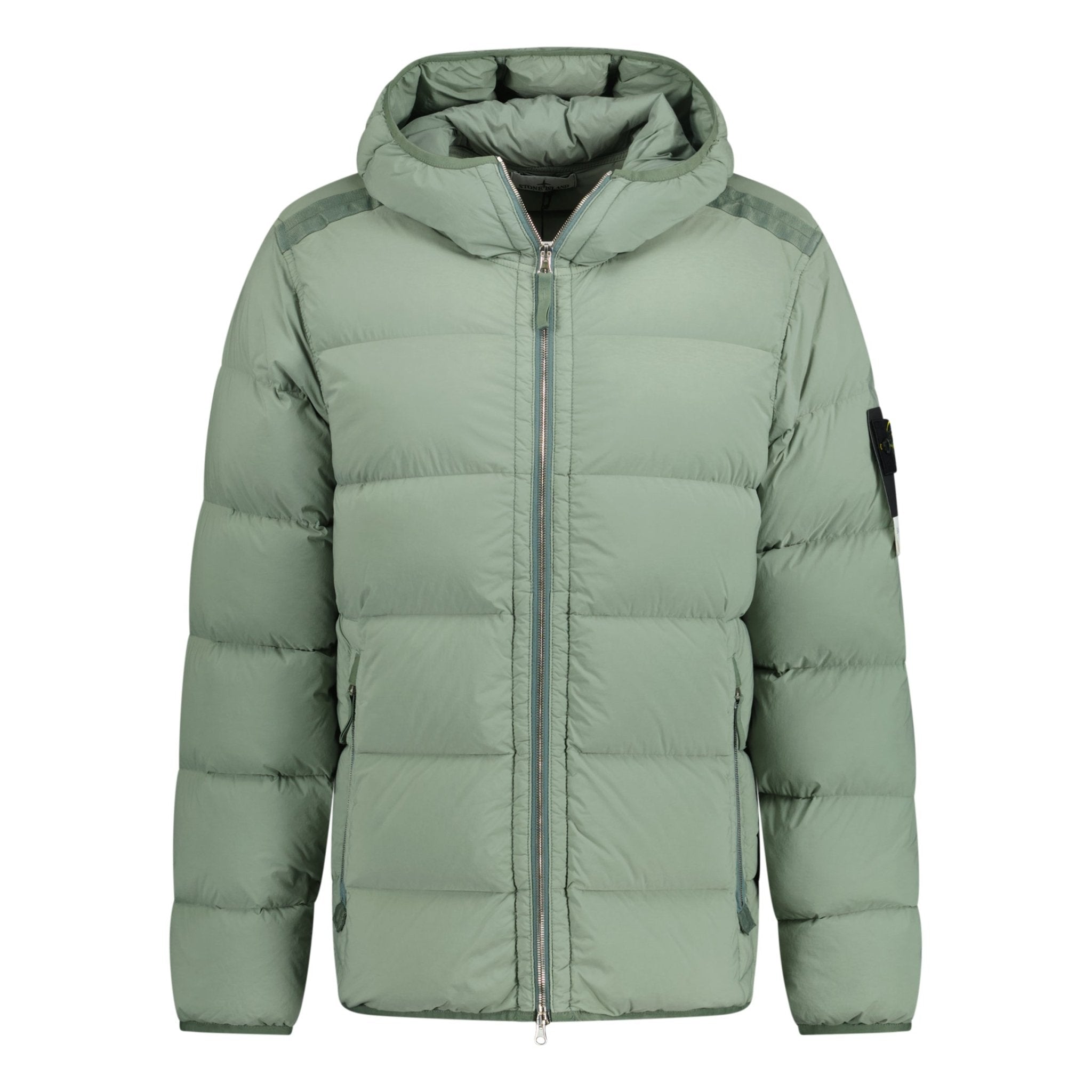 Stone Island Hooded Puffer Jacket In Seamless Tunnel Nylon Mint Green