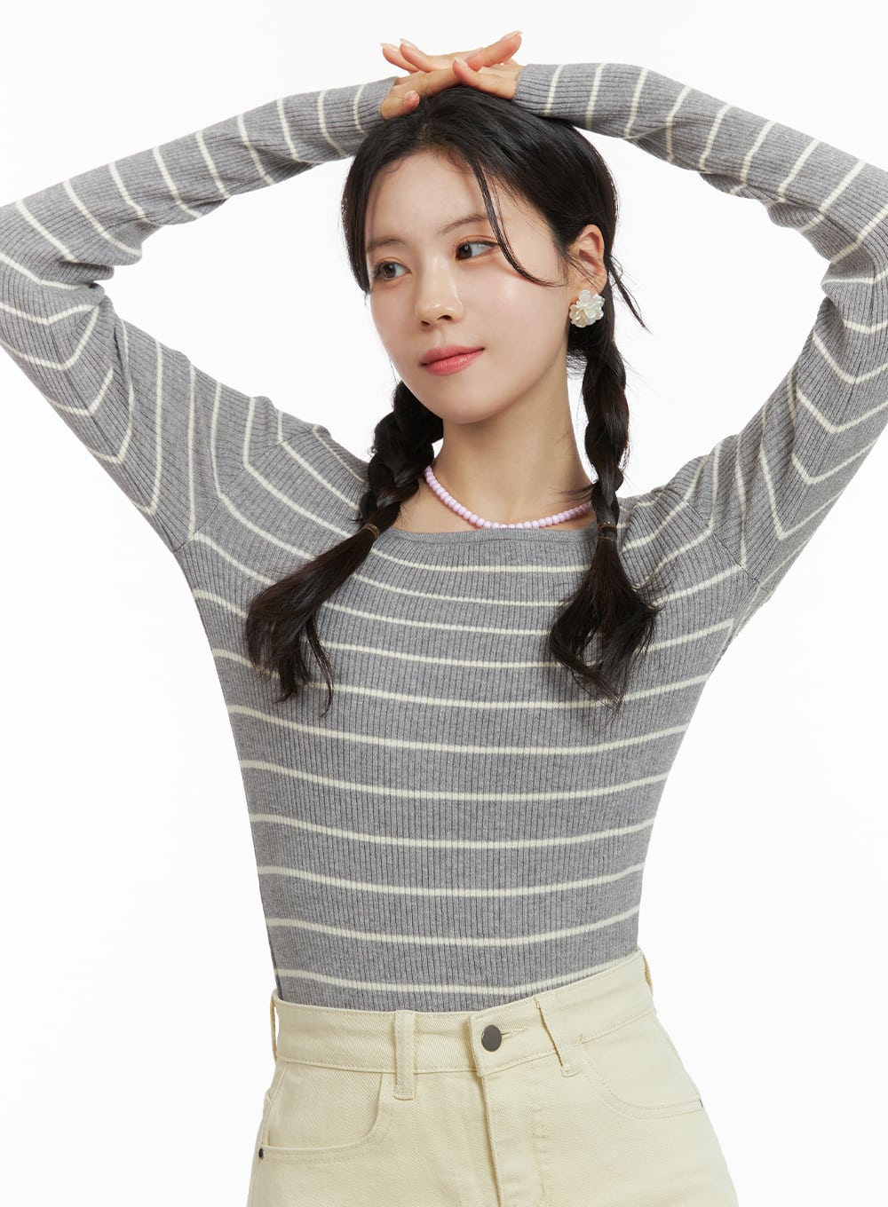 Stripe Square Neck Sweater OM419