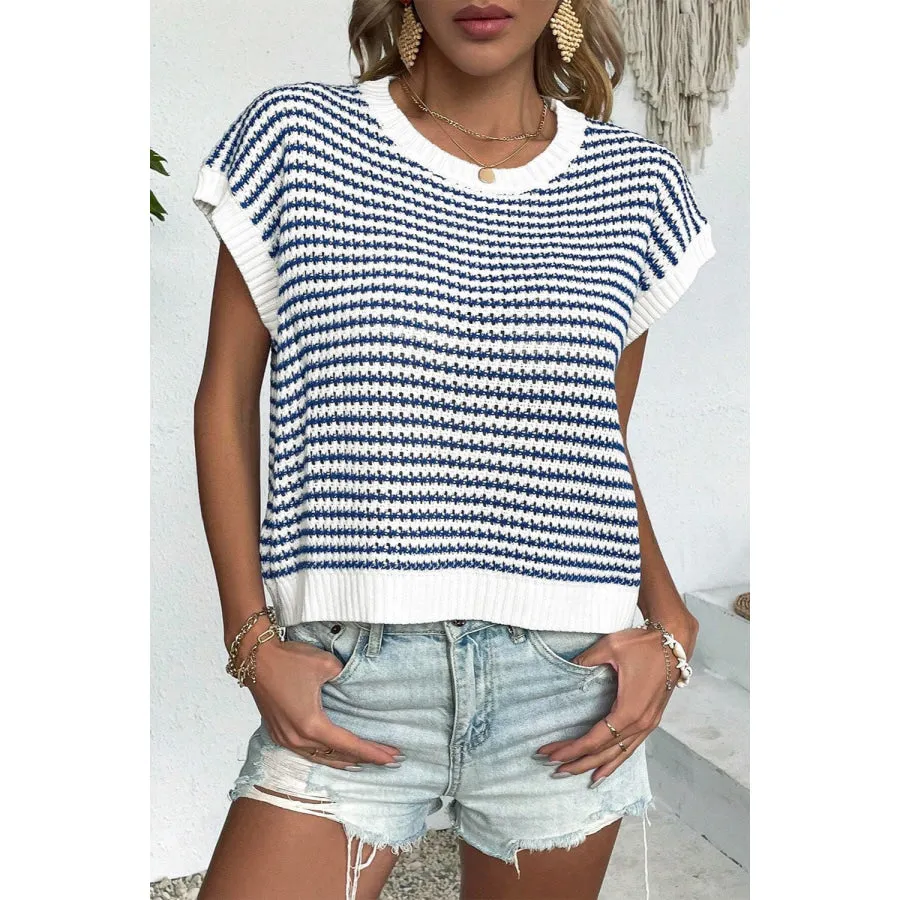 Striped Round Neck Sweater Vest