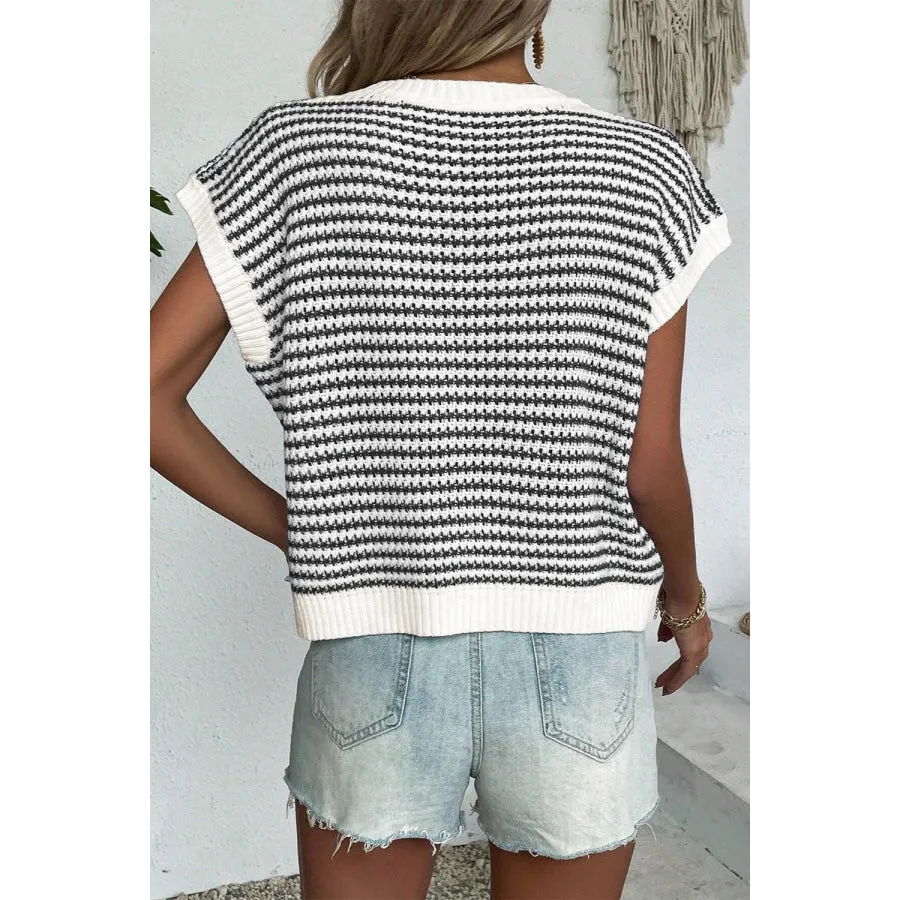 Striped Round Neck Sweater Vest