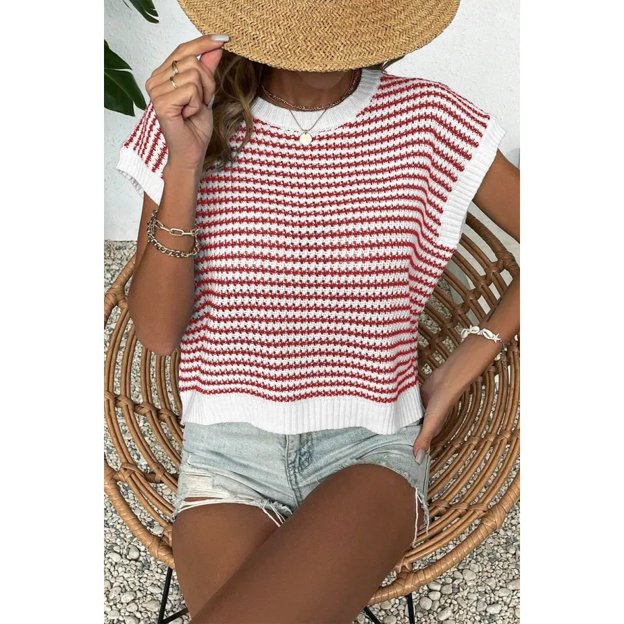 Striped Round Neck Sweater Vest