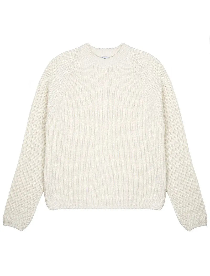 Sunspel Cotton Boxy Crew Neck Sweater Off White